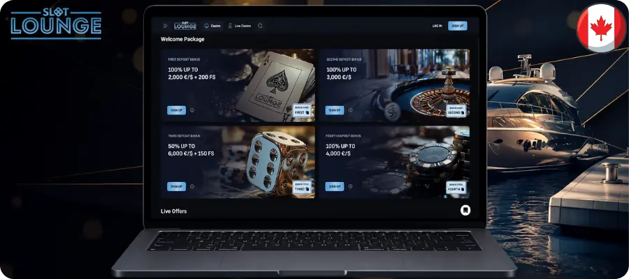 All types of bonuses available at SlotLounge Casino